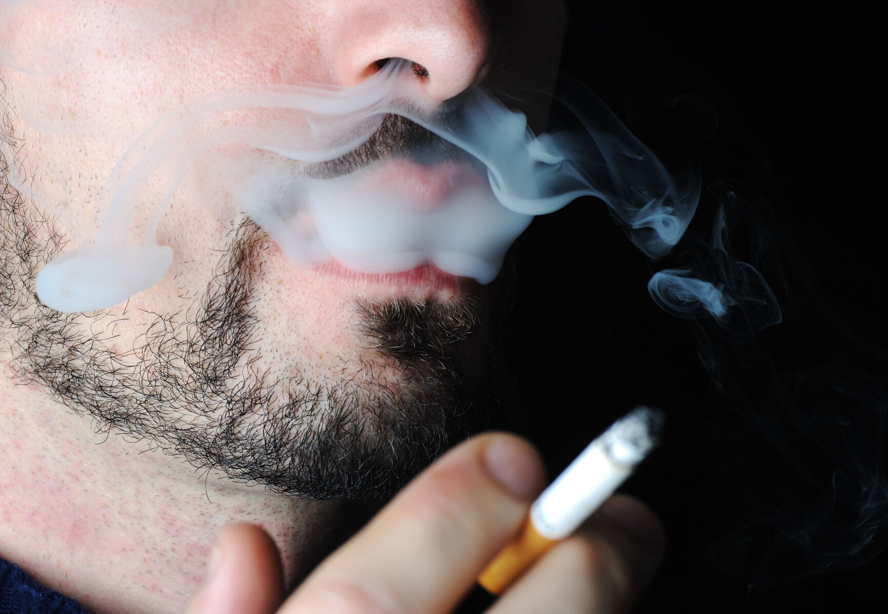 Man smoking, cigarettes, smoke
